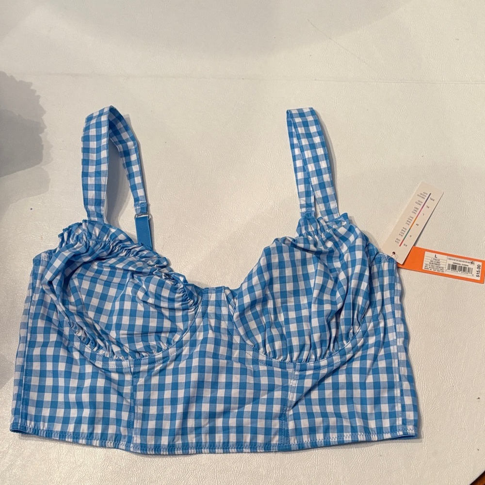 NWT Colsie Corset Blue Gingham Bra Top
